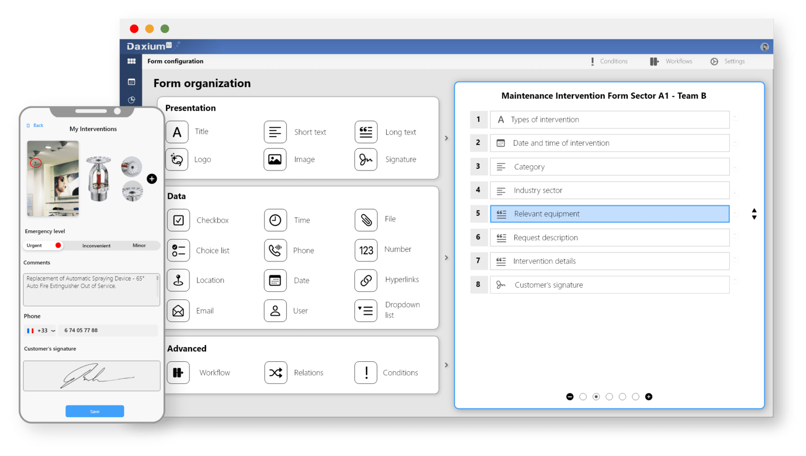 Create customized forms for your construction sites with Daxium-Air